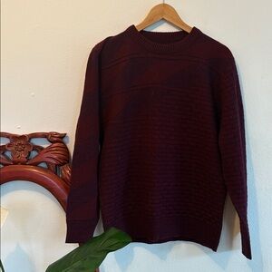 Casual Vintage Men's Burgundy Textured Eclectic Grandpa Sweater Made in USA